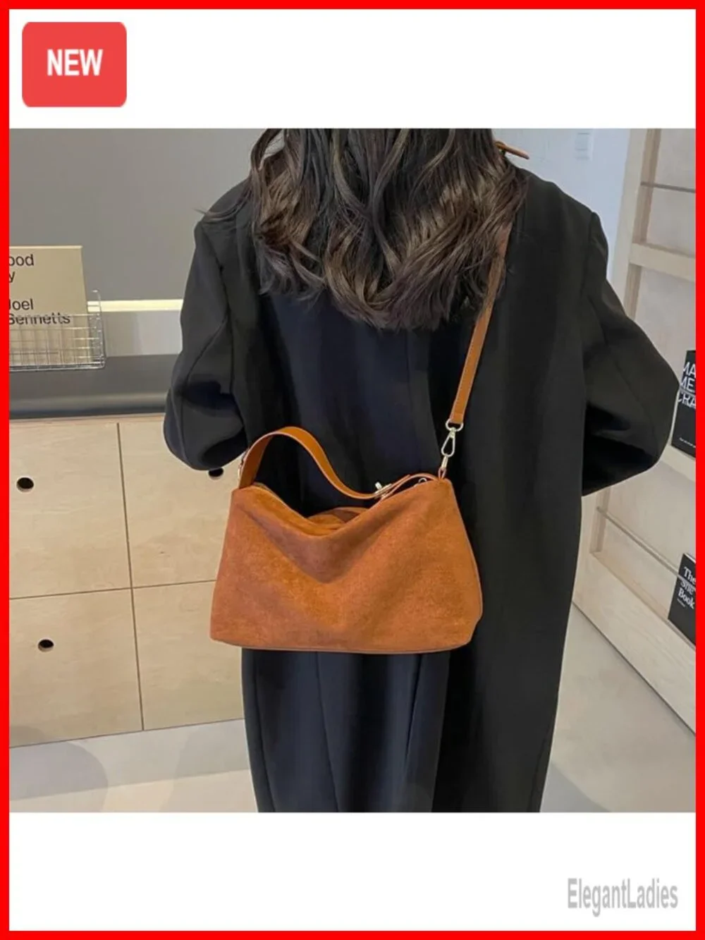Slouchy Hobo Bag Faux Leather Suede Tote with Adjustable Strap
